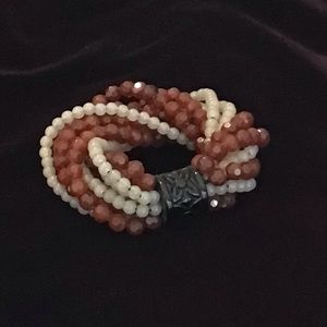 Brown and Gray-green Beaded Bracelet